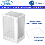 Deepcool Computer PC Case CH170 Digital Mesh Panel / View Panel Black Tempered Glass (White) | itw