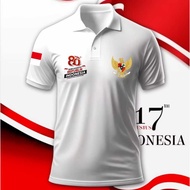 MERAH T-SHIRT POLO 80Th AUGUST 2025/ RED AND WHITE COLLAR T-SHIRT AUGUST 2025/ MEN'S T-SHIRT AUGUST 