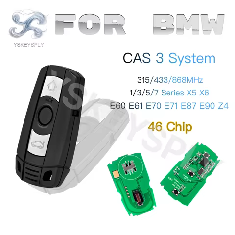 For BMW 1/3/5/7 Series X5 X6 E60 E61 E70 E71 E87 E90 Z4 CAS 3 Remote Control Key 46 Chip 315LP 315MH