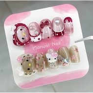Cute Painted False Nails Embossed Fake Nails Press On Nails
