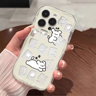 Cute little dog Phone Stand Phone Case Compatible for IPhone 7 XR 6s 6 8 Plus 14 11 13 12 Pro Max X XS Max SE 2020 Creative wave cream phone case