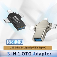 3 In 1อะแดปเตอร์ OTG Lightning Type Cตัวแปลง Usb เป็น Usb 3.0ปลั๊กแอนดรอยด์ถ่ายโอนข้อมูลอะแดปเตอร์ Type C ขั้วต่อ Otg