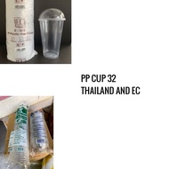 DISPOSABLE PLASTIC CUP (PP CUP) 32OZ + DOME LID THAILAND & EC (JUMBO CUP)