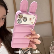 Creative Cute Rabbit Ear Down Jacket Phone Case Suitable for iPhone 17 16 15 14 13 12 11 Pro Max Pho