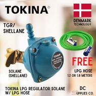 Tokina LPG Gas Regulator for SOLANE / SHELLANE Regulator Heavy Duty with LPG Hose Denmark Technology de Salpak