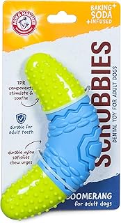 Arm & Hammer for Pets Scrubbies Boomerang Chew Toy for Adult Dogs Infused with Baking Soda - Durable