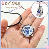 League of Legends Arcane Jinx Blue Rose Pendant Necklace Arcane Season 2 JINX Pendants Metal Fashion