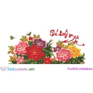 [T-LV3272]Phu Quy Binh An flower and grass cross-stitch painting (124x62cm)