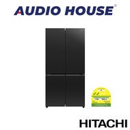 HITACHI R-WB710PMS2-GCK  645L 4 DOOR FRENCH BOTTOM FREEZER FRIDGE  GLASS CLEAR BLACK  2 TICKS 1 YEAR WARRANTY BY HITACHI