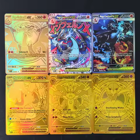 Pokemon Mega Evolution Gold Secret Rare & Full Art Holo ex Cards 6Pcs Gold Mega Charizard X Mega Cha