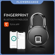 Fingerprint Padlock Keyless Lock, Tuya App Remote Unlock Waterproof Keyless Smart Door Lock Waterproof Anti-theft Luggage Lock For Home Office flower flower