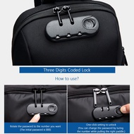 Leacat Men bag Anti-theft Lock Sling Bag Waterproof Chest Crossbody Bag
