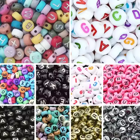 Mixed Acrylic Alphabet Beads Round Flat Letter Spacer Beads DIY Jewelry Making Supplies for Bracelet