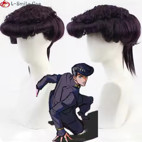 Anime Wigs Higashikata Josuke Cosplay Wig Short Dark Purple Heat Resistant Synthetic Hair Party Wigs