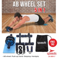 SPEEDS Handgrip Ab Wheel Ab Roller Alat Push Up Set Alat Fitness Gym Double Wheel 009-7