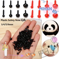 MIHAN 100pcs/bag Safety Oval Nose DIY Plastic Black/Red 3mm/4mm/5mm/6mm Animals Noses Accessories