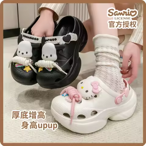 Original Sanrio women cartoon girls Kuromi Hello Kitty Summer slippers Student Family Matching Shoes
