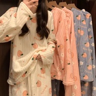 pyjamas women pyjamas Women Korean Version Thickened Coral Fleece Cute Winter Pajamas