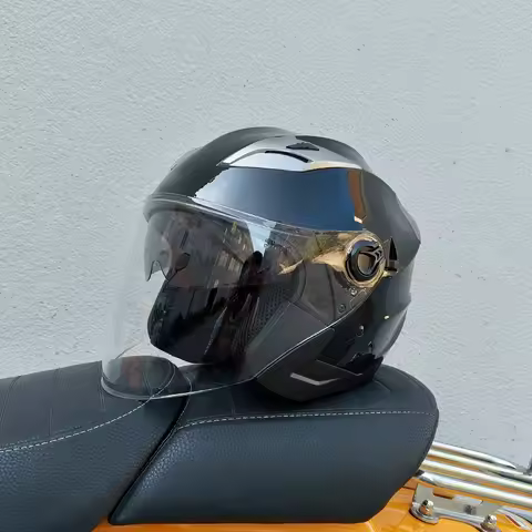 Fashion 3/4 Open Face Helmet Four Seasons Motorcycle Helmet Safety Moto Men Women Double Lens Capace