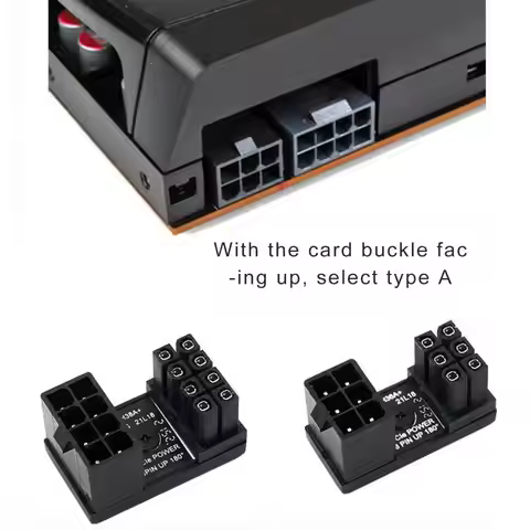 GPU VGA 8-Pin 6-Pin Male to 8-Pin 6-Pin Female U Turn 180-Degree Connector Power Adapter for Desktop