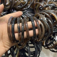 Natural Black Agate Jade Bangle Bracelet