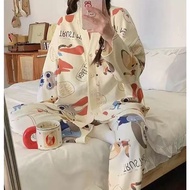 Cute cardigan cotton pajamas women's pajamas long-sleeved women's pajamas