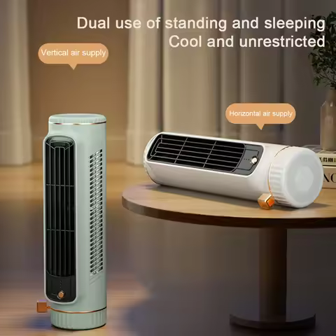 Portable Tower Fan Vertical Horizontal Cooling Desktop Tower Fan USB Rechargeable Electric Fan Air C