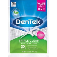 Package of 90/150 dental Floss Picks and tongue cleaner DenTek Triple Clean Floss Picks 90/150 count