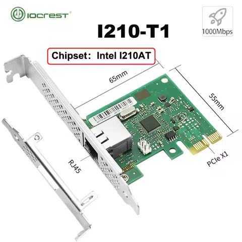 I210-T1 1G Gigabit Ethernet Server Adapter For Intel I210AT Chip PCIe2.1 X1 RJ45 Single Port 1000M P