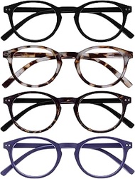 Opulize Zen 4 Pack Reading Glasses Black Light Dark Brown Purple Small Mens Womens RRRR24-11T25 +1.5