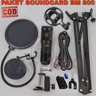 PAKET KUMPLIT MIC CONDENSER BM 800 + STAND + SOUNDCARD + SPLITTER - Hi