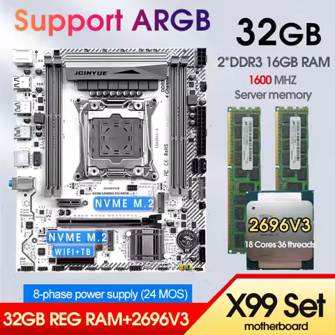 X99 GAMING D3 Motherboard Combo kit Xeon E5 2696 V3 LGA2011-3 CPU Kit 2*16GB= 32GB DDR3 1600MHZ RAM 