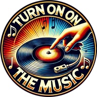CIFbuy 1pc "Turn on the Music" Vinyl Record Metal Sign (8x8 inches) Durable Aluminum Round Plaque fo