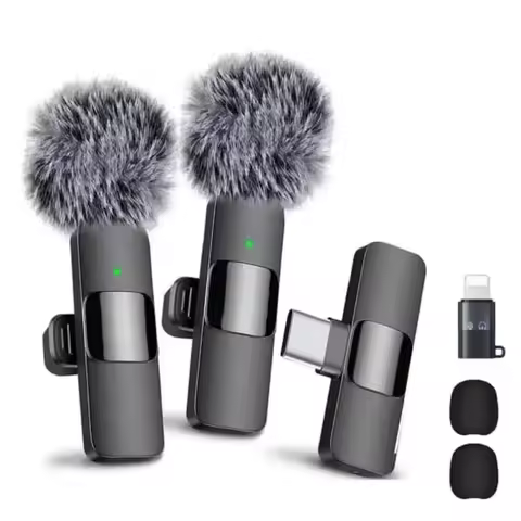 Mini K9 Wireless Microphone Noise Reduction Lavalier Microphone for Type-C or Lightning Port for Liv