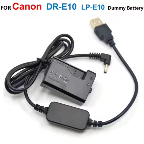 DR-E10 LP-E10 Dummy Battery+5V USB Power Cable Adapter For Canon EOS 1500D 2000D 3000D Kiss X50 X70 