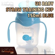 US BABY Straw Training Cup 150ml Gelas Glass Mug Bayi / Blue Biru