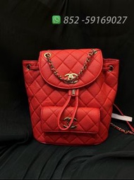 🔥99新✨全港最平 ‼支持面交陪驗 ‼🌈CHANEL Mdeium Vintage Caviar Quilted Duma Backpack Red 紅色 背包💖可手拎 可單肩 👏現貨 支持陪驗 #女