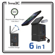 inno3C - Qi2 GaN 6合1磁吸無線快速充電座105W 內置伸縮充電線 i-105C2 ｜充電器｜充電站