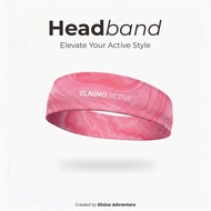 Elnino Active Sport Headband Quick Dry Stretch Unisex Men Wanita - Marble Pink