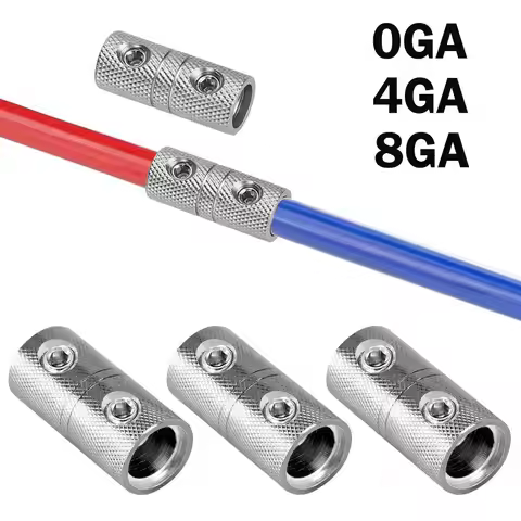 New Brass Car Audio Connector Silver 0GA 4GA 8GA Car Speaker Wire Terminal Audio Amp Input Adapter
