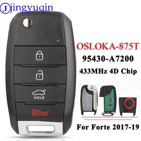 JYQ OSLOKA-875T Remote Flip Car Key 433MHz 4D Chip For KIA Forte 2017 2018 2019 95430-A7200 Auto Fob