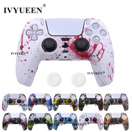 Water Transfer Printing Protective Silicone Case for Sony Playstation 5 PS5 Controller Rubber Cover Joysticks Thumb Grips Caps
