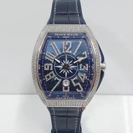 Franck Muller 法蘭克穆勒 品項優V45 SC DT 後加鑽框時標 藍色數字面盤 錶徑45 大眾當舖L634