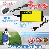 12V 1.2A Premium Charger for Sprayer Pump Knapsack with Battery Level Indicator Pengecas Batteri Rec