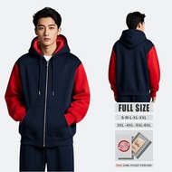 MERAH Oversized zipper hoodie (S-6XL) Plain jacket combination NAVI RED Men's oversized zipper hoodi