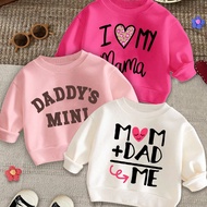 ชุดฮู้ด 3 ชิ้น/เซ็ต ตัวอักษรอังกฤษน่ารัก "DADDY'S MINI", หัวใจ, ลีโอปาร์ด, "I LOVE MY MOM" กราฟฟิคผ้