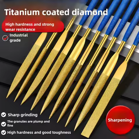 Titanium-coated Diamond File, Combination File, Metal Jade Grinding Tool, Small File Set, Flat Trian
