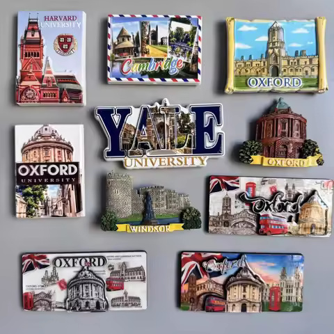 Cambridge Oxford University Landmark Building UK Travel Memorial Gift Hand-painted Magnetic Fridge M