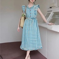 Cute Checkered Dress Gown Boho Dress for Wedding Dinner Graduation Dress Woman 裙子連衣裙 French Party Dr