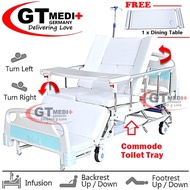 【Used】GT MEDIT GERMANY 8 Function Double Crank Turn Medical Hospital Nursing Bed Mattress Infusion Commode Tilam Katil